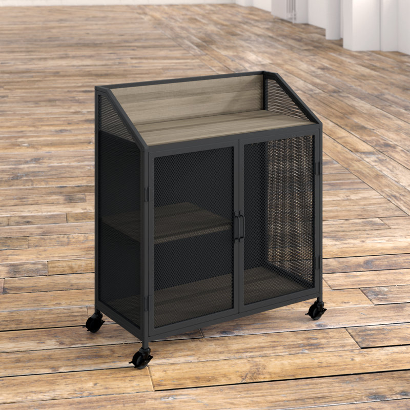 Munich 33 " L Steel Bar Cabinet, Gray Wash