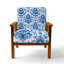 Chaise rembourrée Coastal - Fauteuil Blue Toile-1437635009