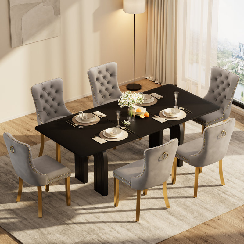 Ensemble de table de salle à manger ronde et transparente avec chaises capitonnées, ensemble de table de salle à manger moderne Mid-Century pour coin-repas de cuisine