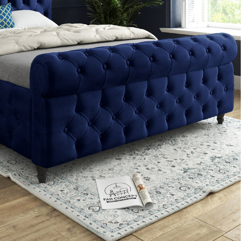 Aleesha Upholstered Bed, Single (3'), Blue