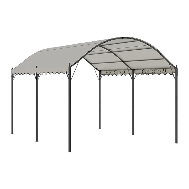 13x10ft Outdoor Metal Arched Pergola with Canopy
