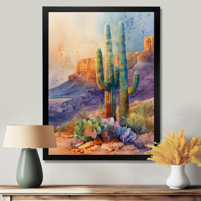 «Green Cactus Desert Wonder I», impression d'art mural cactus floral