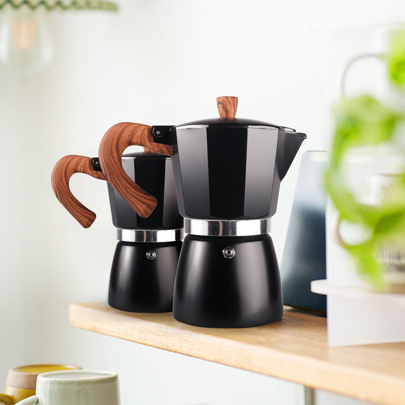 Belfry Kitchen Hoyt Stovetop Espresso Maker, Black