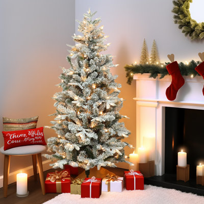 Hefziba Snow-flocked 5' Lighted Fir Christmas Tree