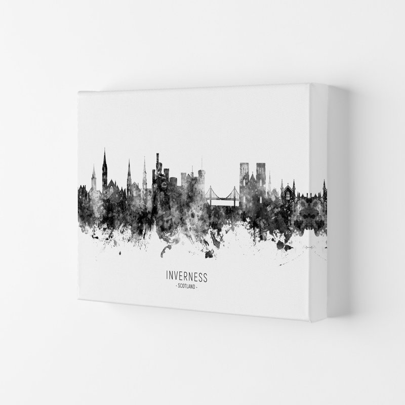Inverness Scotland Skyline Black White City Name by Michael Tompsett - 1 Piece Wall Art, 21cm H x 29.7cm W x 4cm D