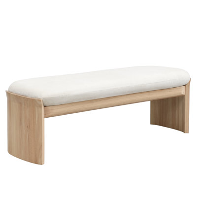 Beige 51.5 Inch Backless Rubberwood Footstool, Comfortable And Stable Sitting, Adapt To Nordic Decor, For Bedroom Hall Decor Rectangular Solid Constru by Corrigan Studio