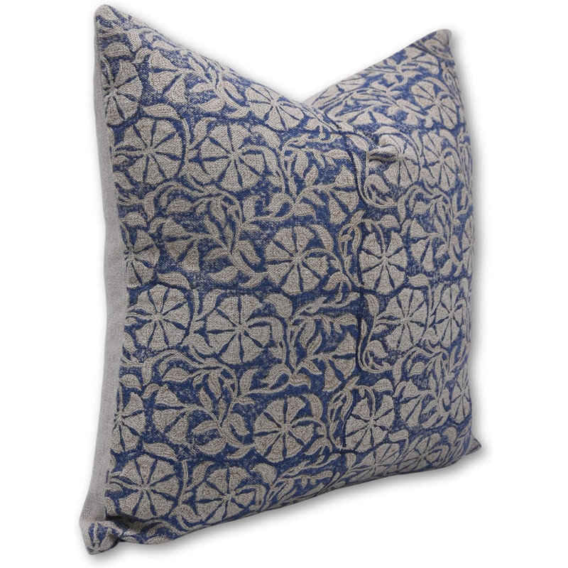 Linen Square Pillow Cover, 18" x 18", Navy/Beige