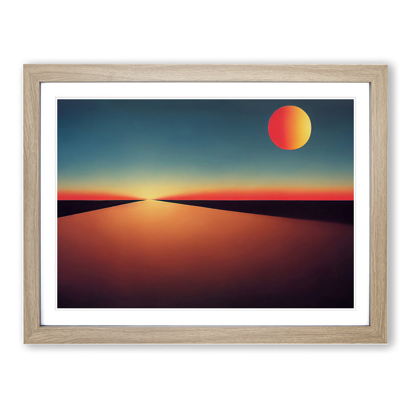 XH1022-6189X Modern Sunset Vol.5 Abstract 1 Piece Single Picture Frame Wall Art, 25cm H x 34cm W x 2cm D, Oak