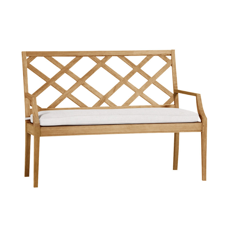 Banc en teck naturel Haley, Teck naturel, Sunbrella® ‑ lin neige, Pas de soudure