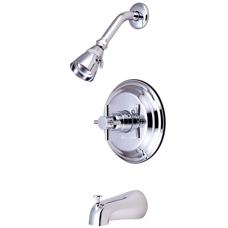 Robinet de baignoire et douche à pression équilibrée à poignée simple Kingston Brass Concord, Chrome poli