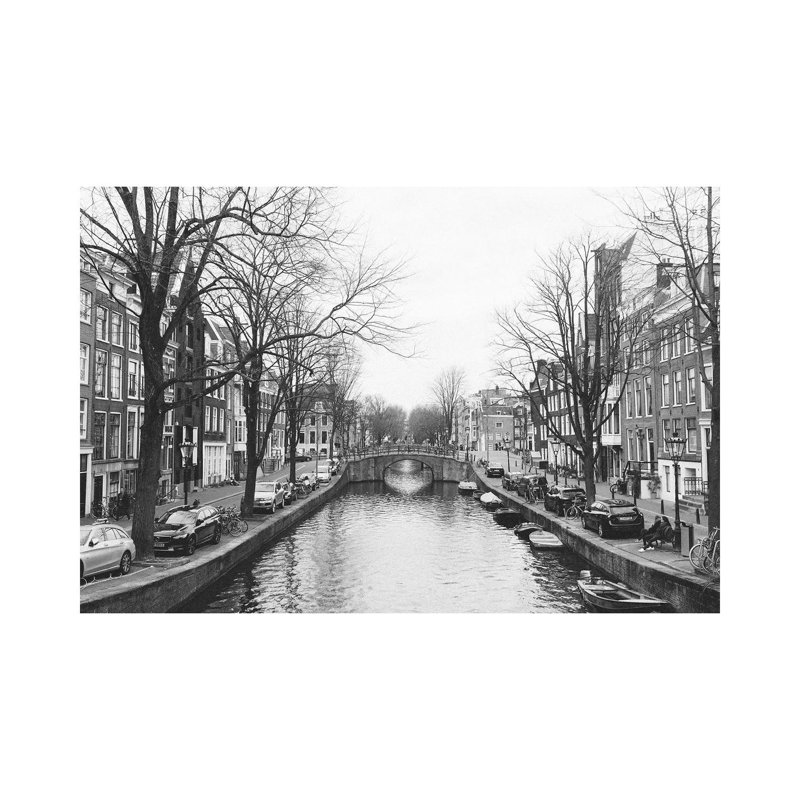 «Amsterdam Canal» par Kelly Rae Roberts - impression d'art graphique, H 12 po x l 18 po x 1,5 po, Toile tendue
