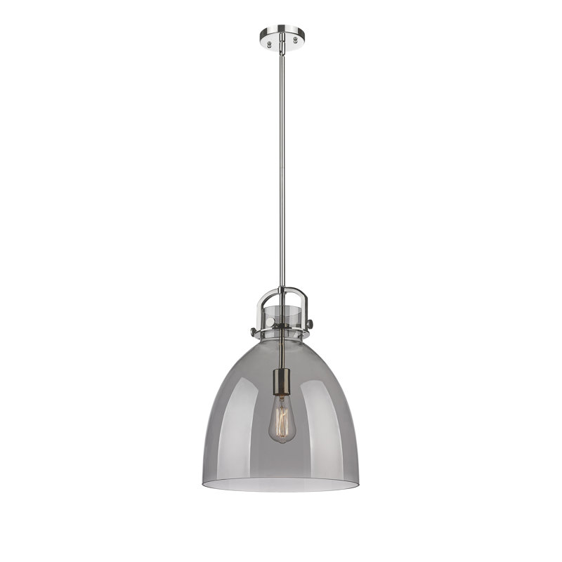 Luminaire suspendu 1 lumière Badillo, H 18,25 po x l 14 po x P 14 po, Plaqué couleur fumée, Nickel poli