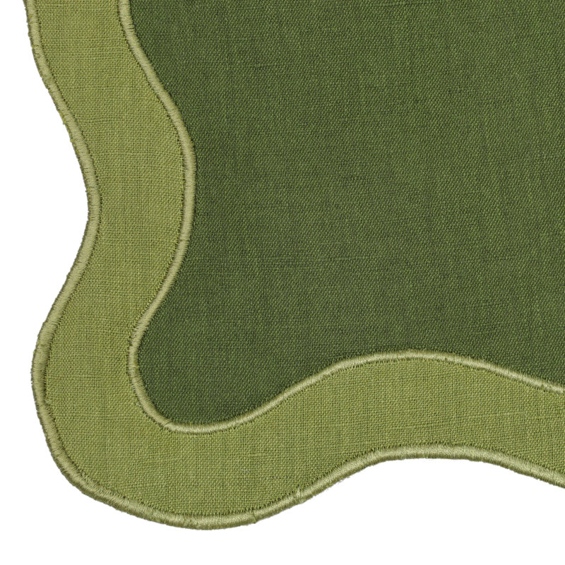 Olive on Green Organic Cotton / Linen Wavy Challah Cover