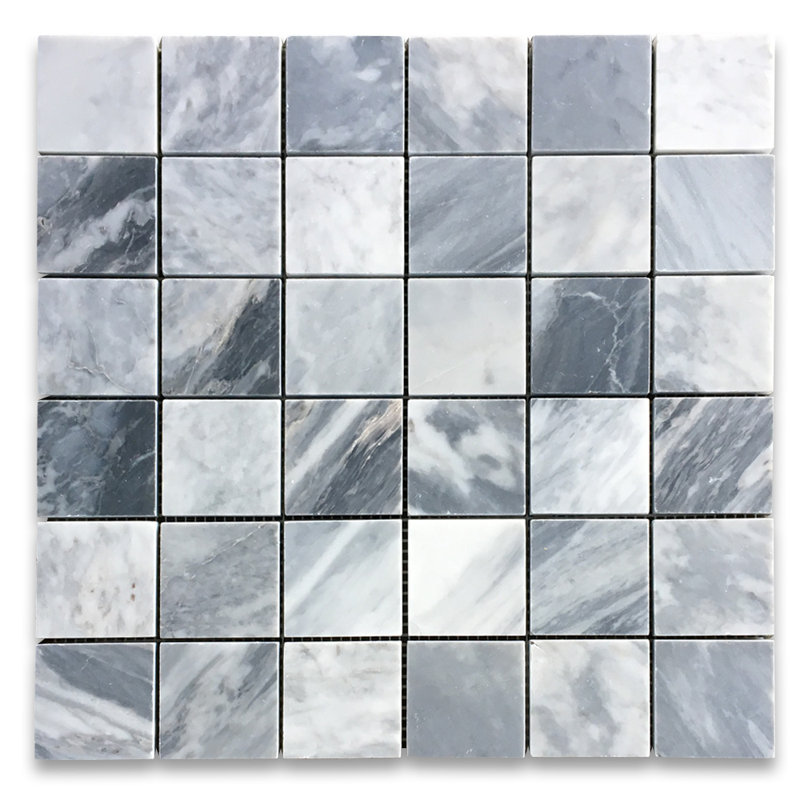 Carreau de mosaïque en marbre 12 po x 12 po Bardiglio, Gris clair