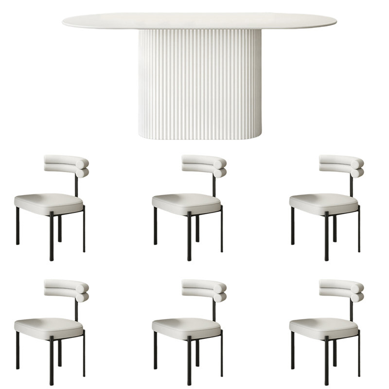 Nordic style modern minimalist dining table set, 29.5"H x 63"L x 31.5"W
