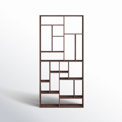 Woodroe 86" H x 41" W Solid Wood Geometric Bookcase