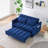'' dreamlike blue velvet sofa with elegant design, convenient pockets, and three-in-one convertible functionality.