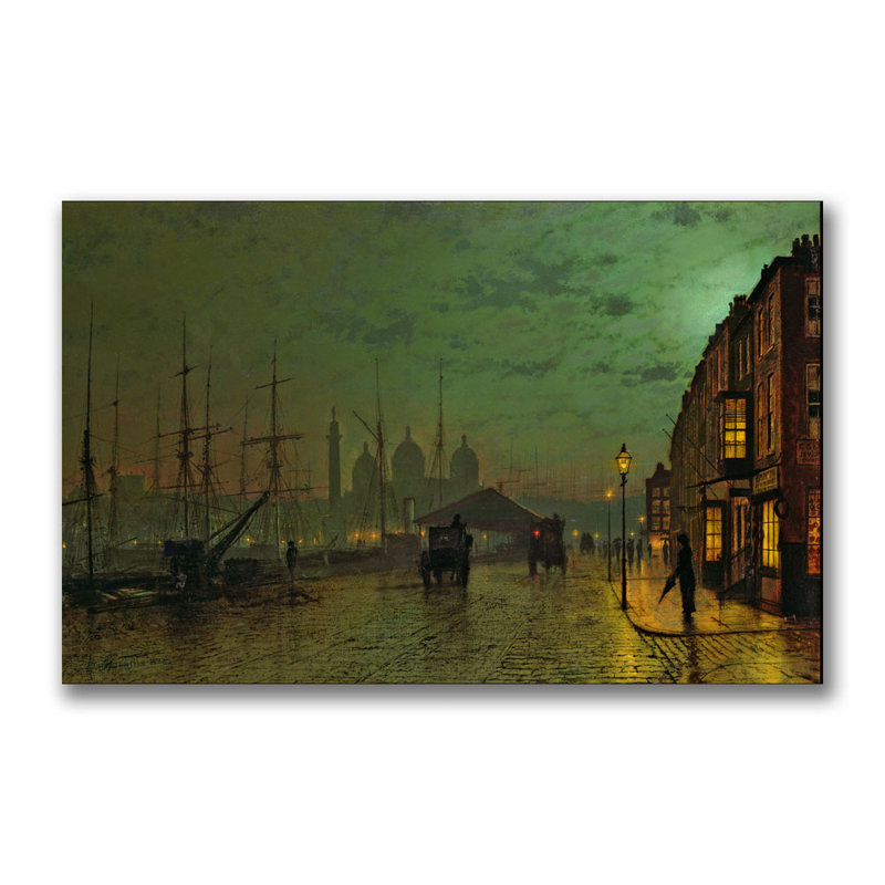 « dock de prince, coque 1882 » par john atkinson grimshaw, reproduction de photo sur toile tendue, H 14 po x l 24 po x P 2 po
