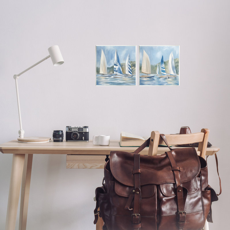 «Sail Sailers on Calm Water», ensemble de 2 plaques murales par Kim Allen