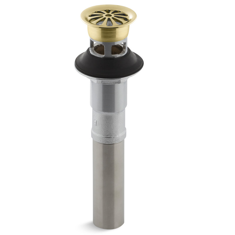 Grid Bathroom Sink Drain, Vibrant Polished Brass, Yes