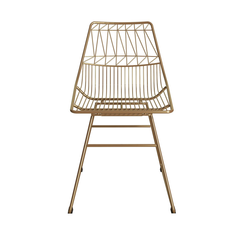 45.72cm H Metal Slat Back Side Chair, Electroplated Gold