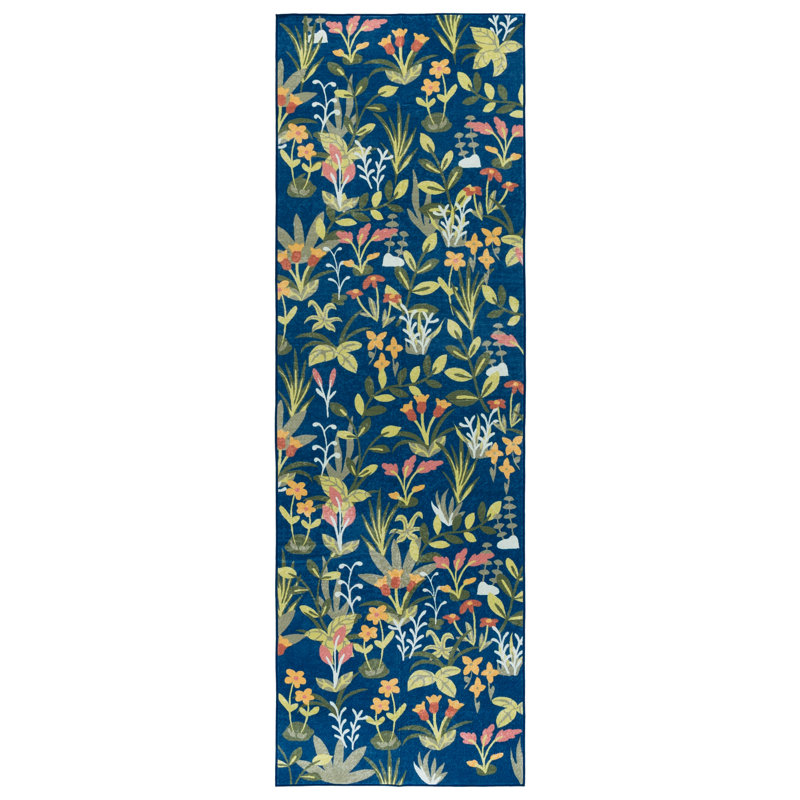 Msrw Floral 192 Performance Machine Washable Floral Rug, Runner 2'6" x 8'
