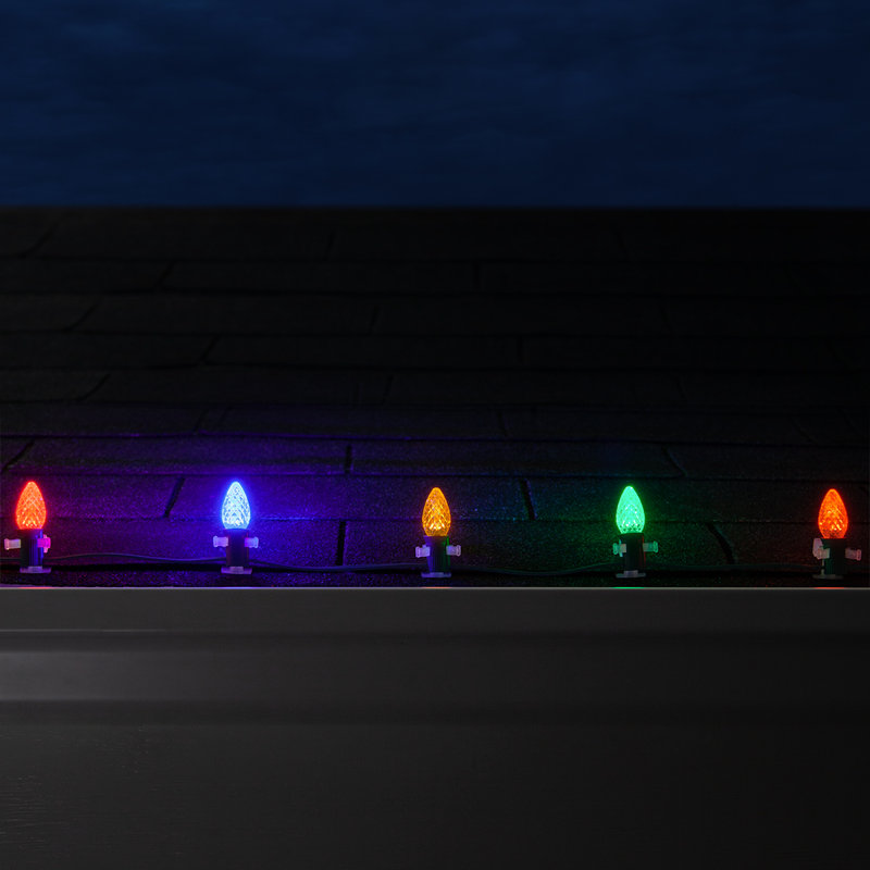 25' OptiCore LED C7 Shatterproof Twinkle Christmas String Lights (End to End Connectable), Multicolor