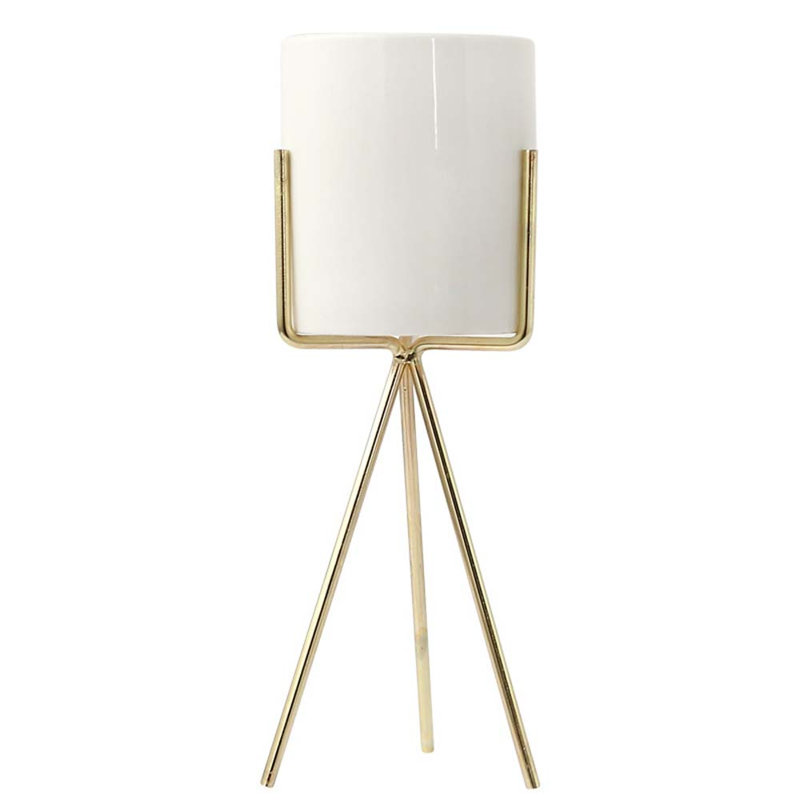 Jana Pot Planter, 22cm H x 8cm W x 8cm D, Gold