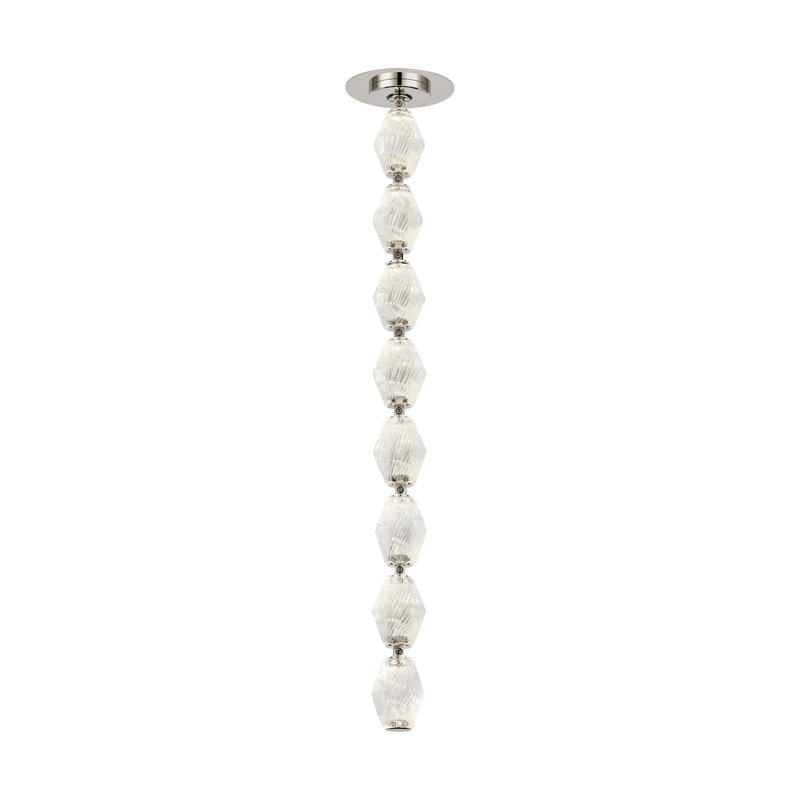 Collier LED Pendant, 3000K, 26.2" H x 2" W x 2" D, Surface Polished Nickel