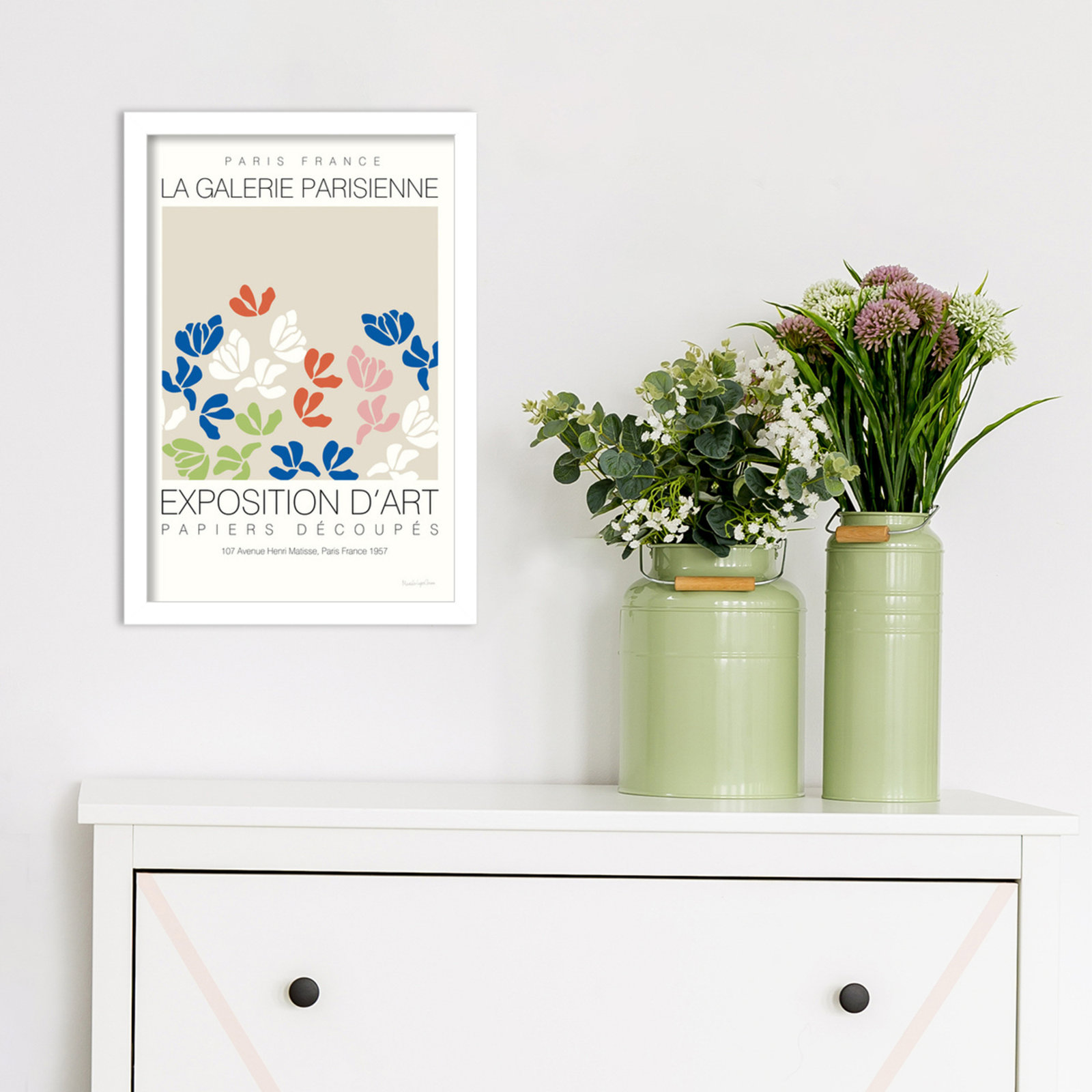 Fleurs de Matisse III Print, White, 12" W x 17" H
