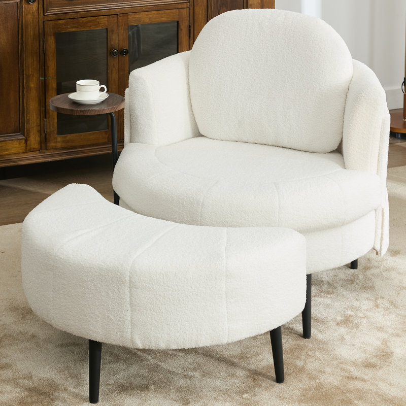 Fauteuil simple 42,5 po avec repose-pieds mobile, Blanc