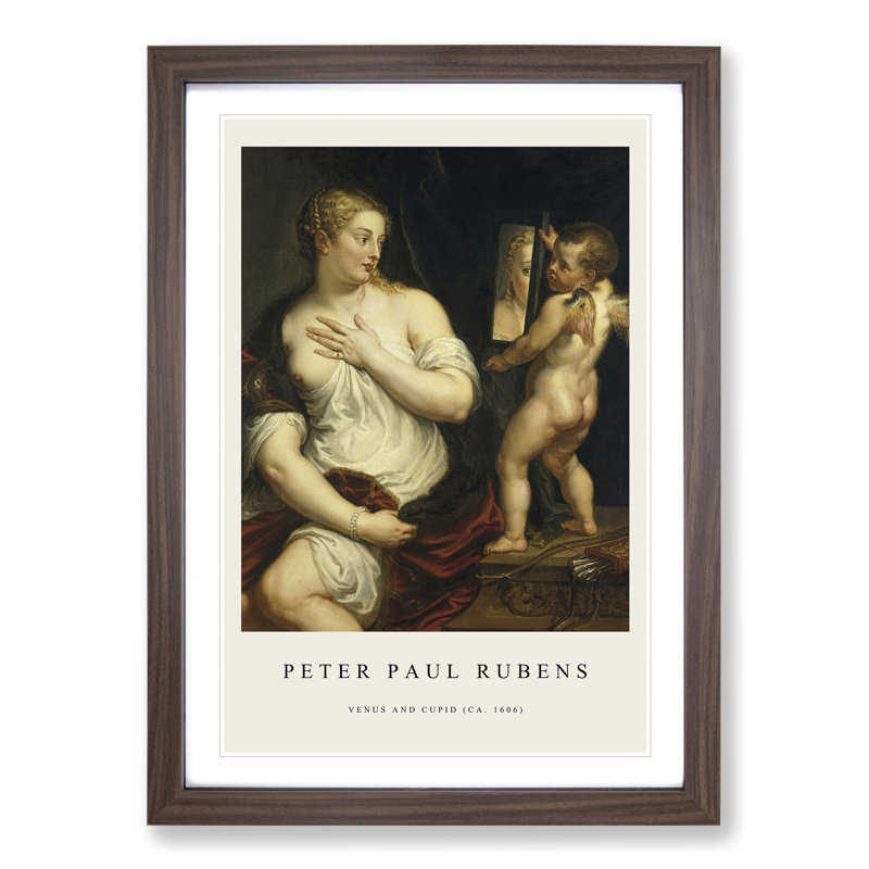 Venus and Cupid by Peter Paul Rubens - Picture Frame Art Prints, Walnut, 48cm H x 36cm W x 2cm D