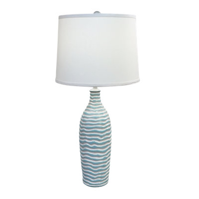 Lampe de table ondulée haute brillance ivoire / gris atlantique