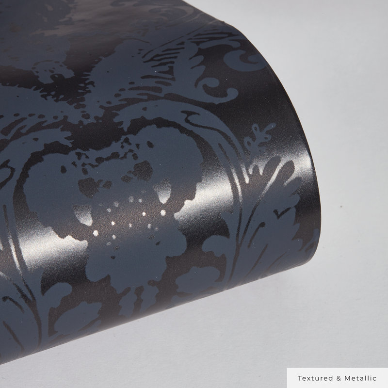 Kerens 16.5' L x 20.5" W Peel and Stick Wallpaper Roll, Black 