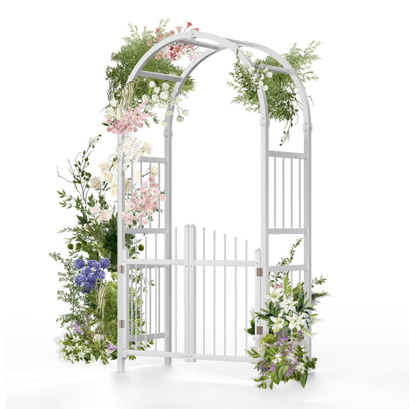 Tonnelle de jardin avec barrière, Blanc