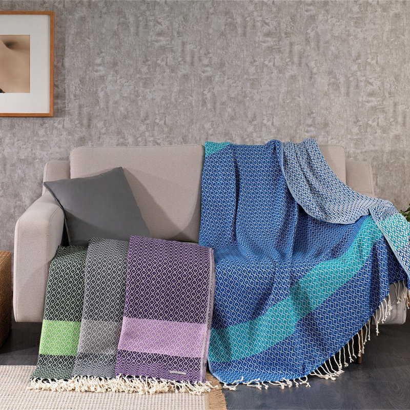 Hand Woven Throw Blanket, Purple