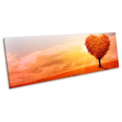 Love Heart Tree Sunset - Wrapped Canvas Panoramic Print