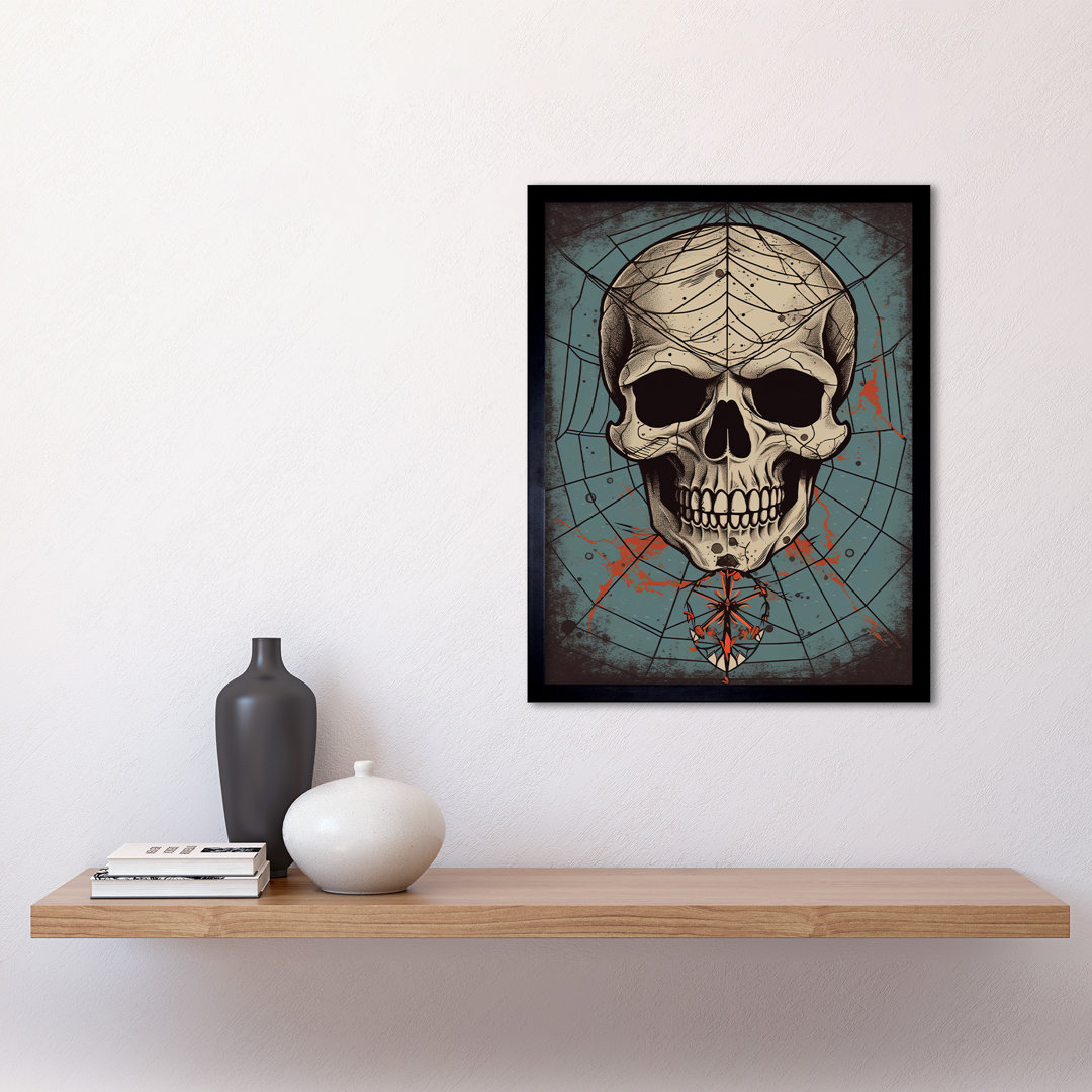 Bellicourt Old School USA Tattoo Ink Body Art Skull Spider Americana 50s - Single Picture Frame Print