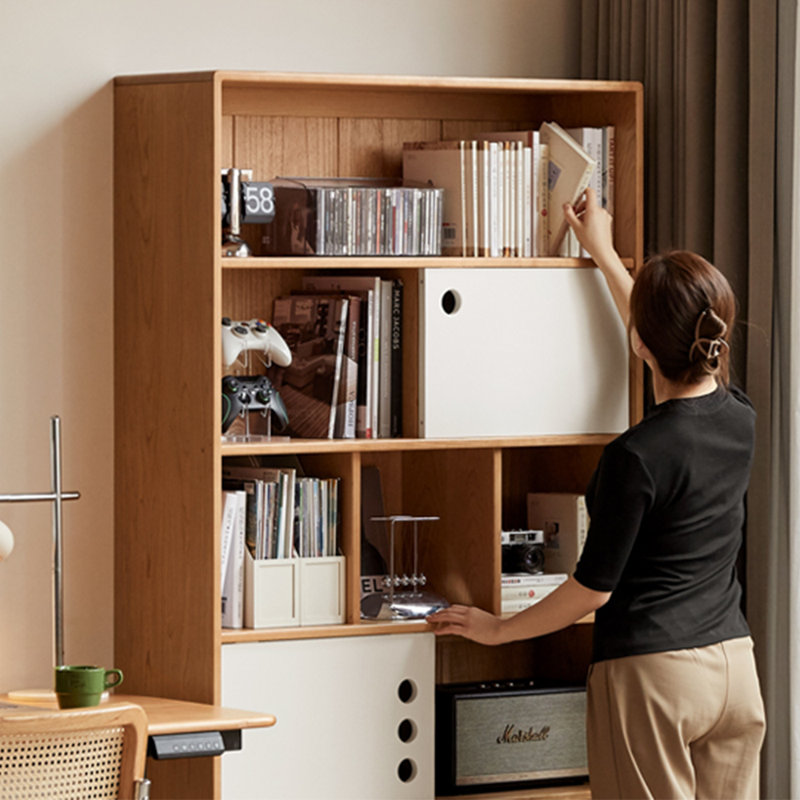 Grande bibliothèque de rangement à la mode américaine, Naturel