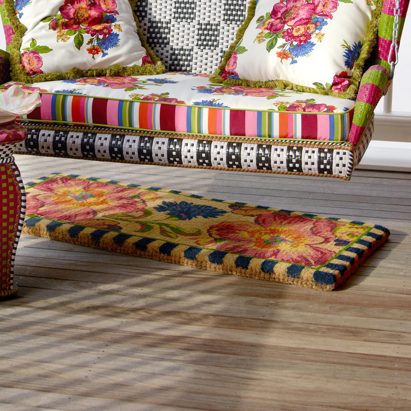 Floral Haven Modern Coir Outdoor Doormat with PVC Backing
