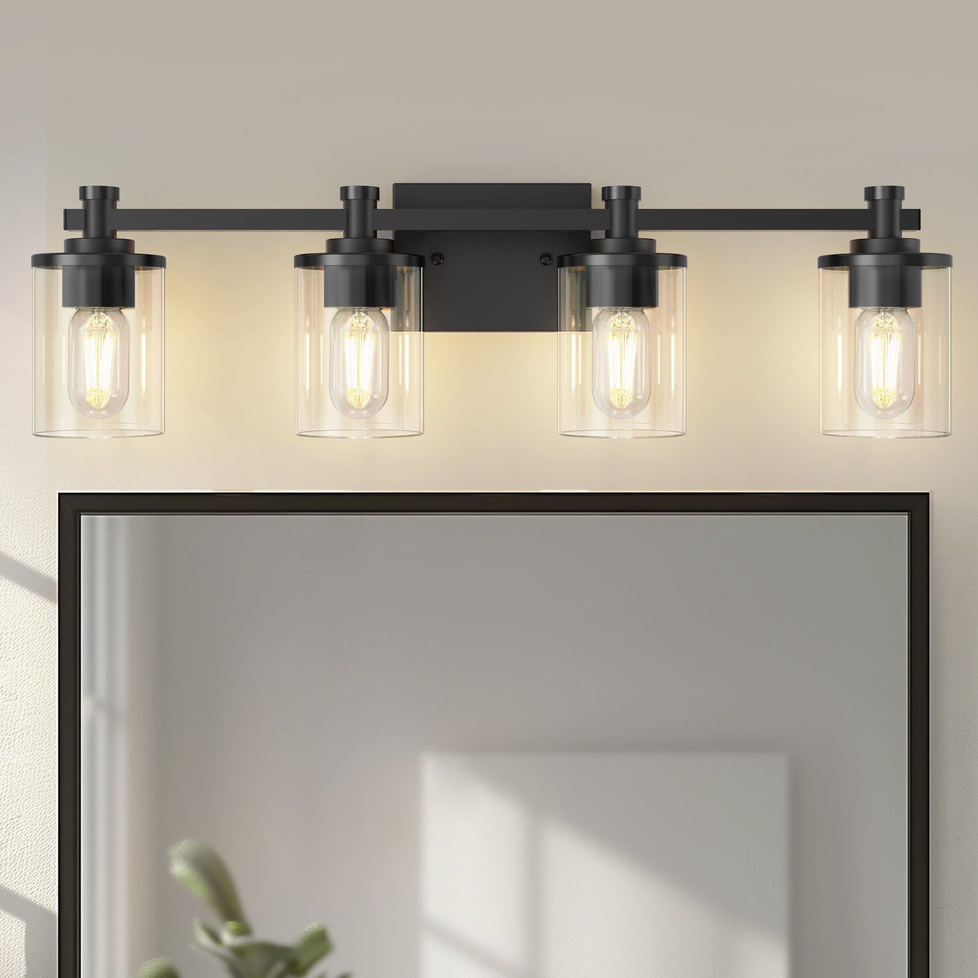 Ebern Designs 4-Light Class Shade Bathroom Vanity Lights | Wayfair