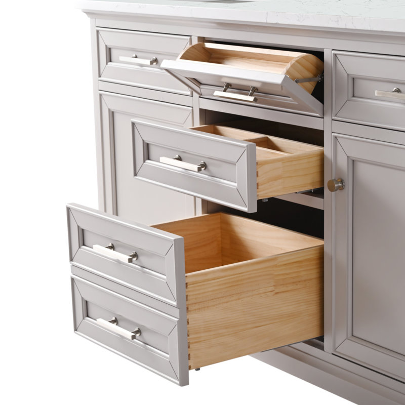 Thompson 60" W Double Vanity, Taupe/Brushed Nickel