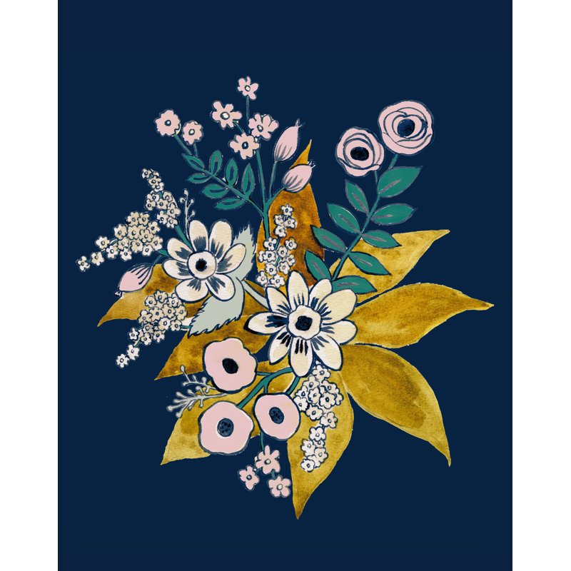 Fleurs bleues - peinture sur toile tendue, H 36 po x l 24 po