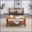 Table basse rectangulaire à 2 niveaux pour le salon - Bois massif + panneau de fibres à densité moyenne, facile à nettoyer et amp; Assemblage rapide-851528702