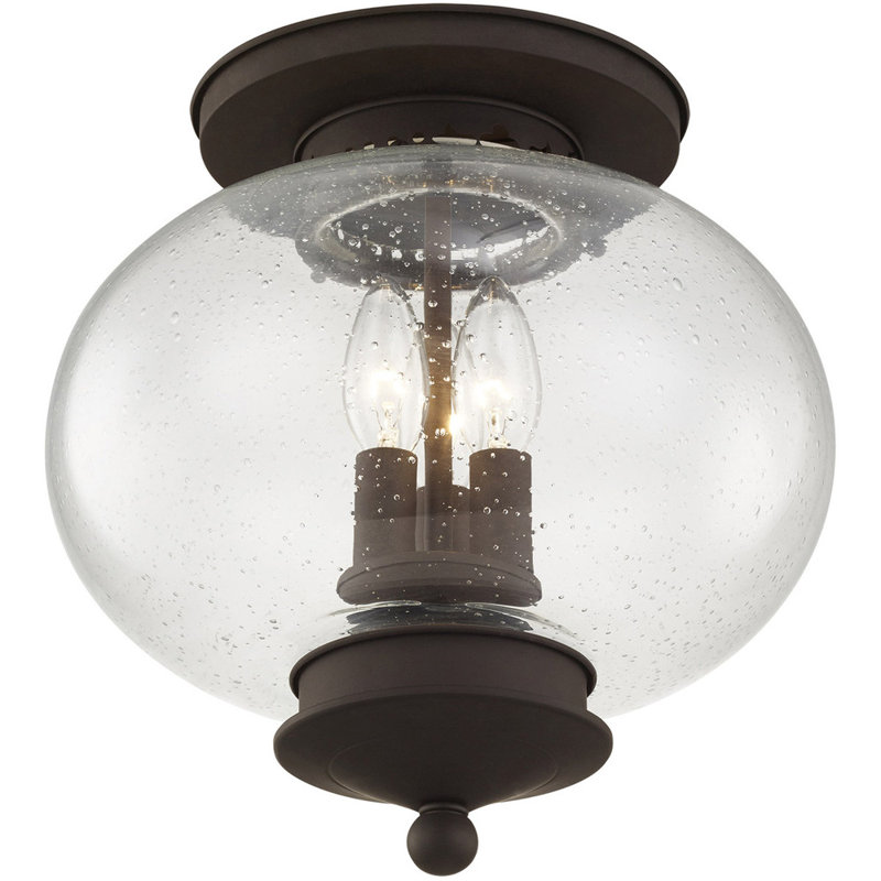 Piketon Glass Semi Flush Mount, Bronze