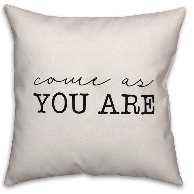  Coussin intérieur "Come as you are", Blanc cassé / noir, H 16 po x l 16 po