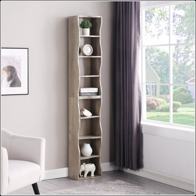 Bibliothèque ultra mince à 8 couches avec bordure ondulée, idéale pour la présentation et le rangement de votre bureau personnel