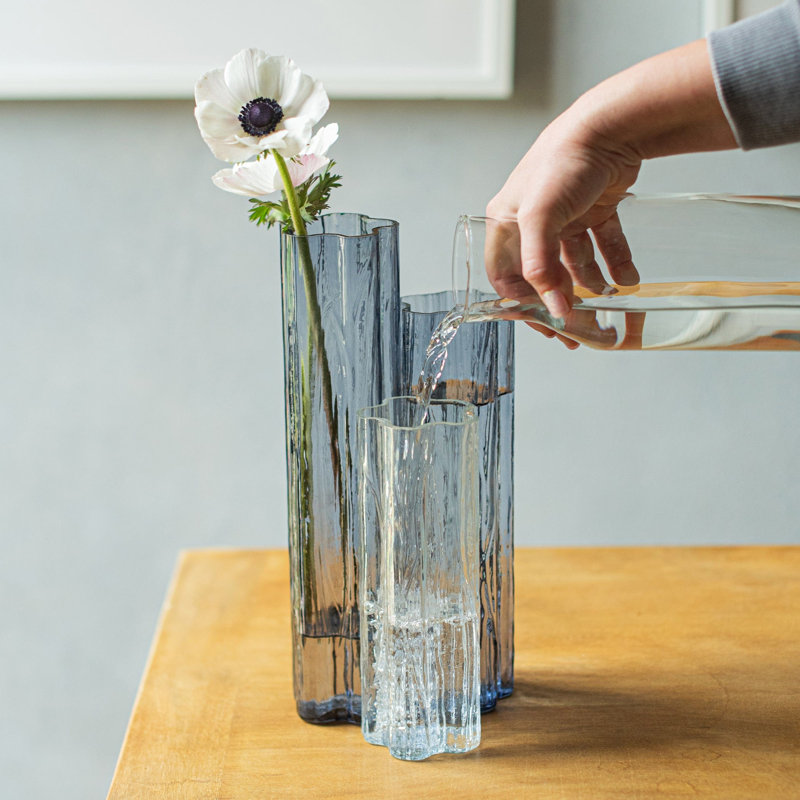 Flora Handmade Glass Table Vase, Gray