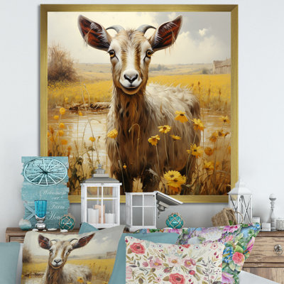 «Meadow Goats Glee», art mural toile de chèvre_106796