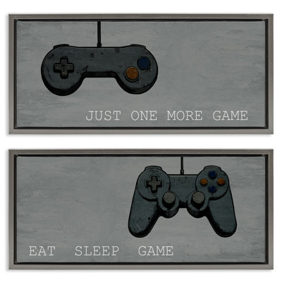 Ensemble de cadres flottants 2 pièces Gamer phrases sur gris, design par Kim Allen